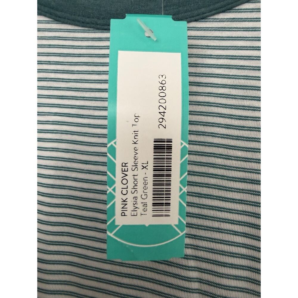 NWT Womens XL Pink Clover Elysia Teal Green Short Sleeve Knit Top Rayon TeeShirt - Picture 7 of 8